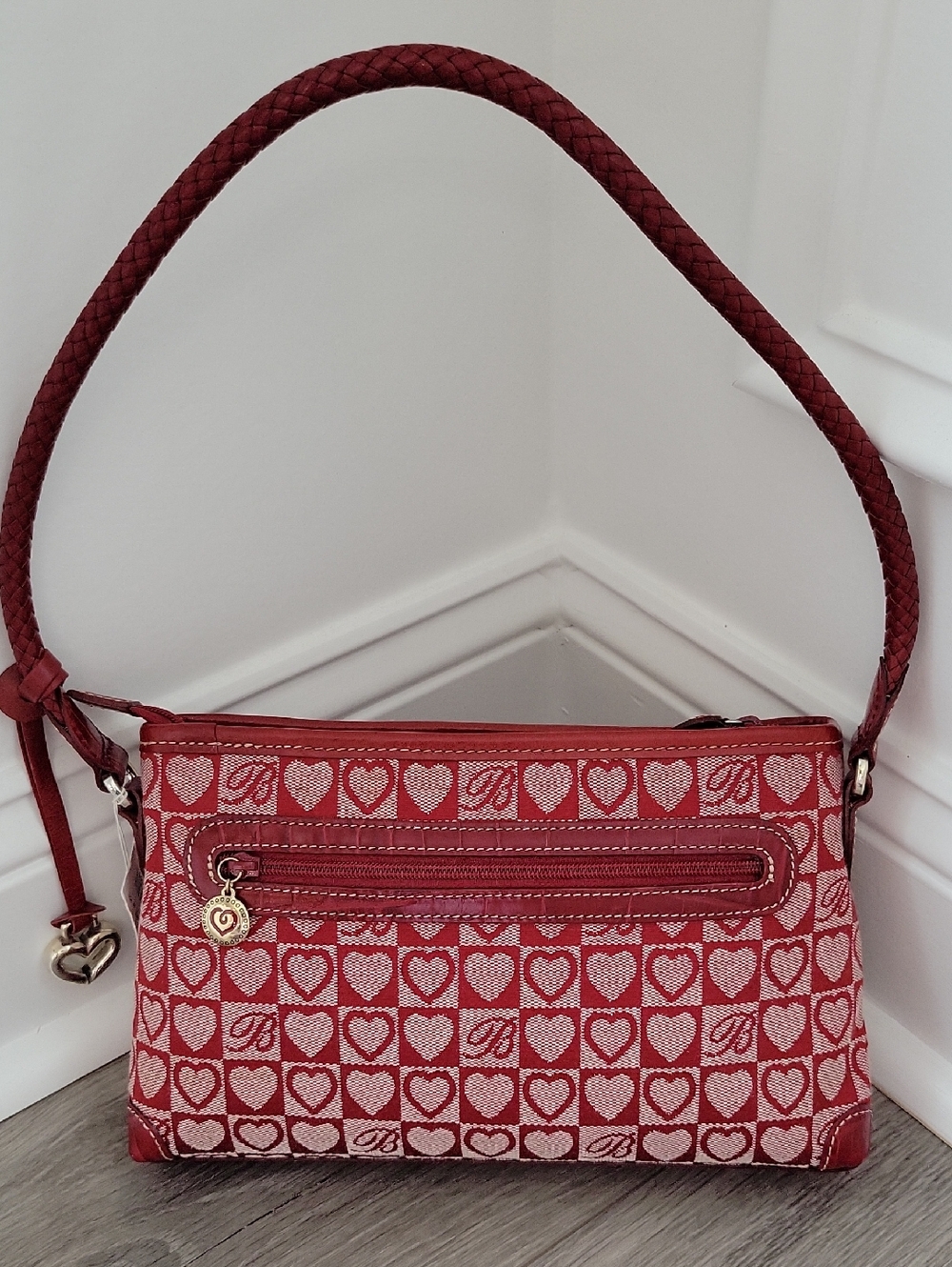 Brighton Red Logo Signature Jacquard Purse Handbag NWT